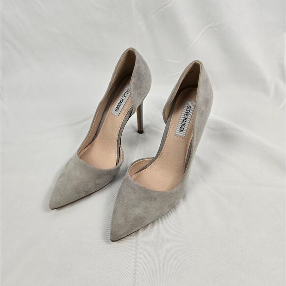 Steve Madden Felicity Gray Suede D’Orsay Stiletto Pumps Size 8.5 Heels - Picture 3 of 5